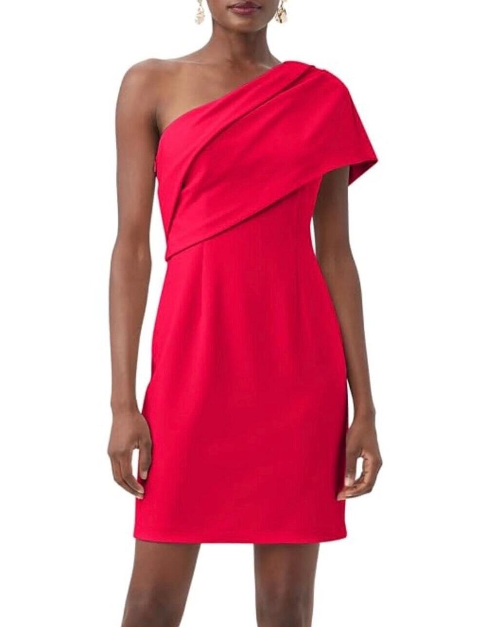 Trina Turk One Shoulder Sheath Cocktail Dress Pink Fuchsia NWOT Size 8